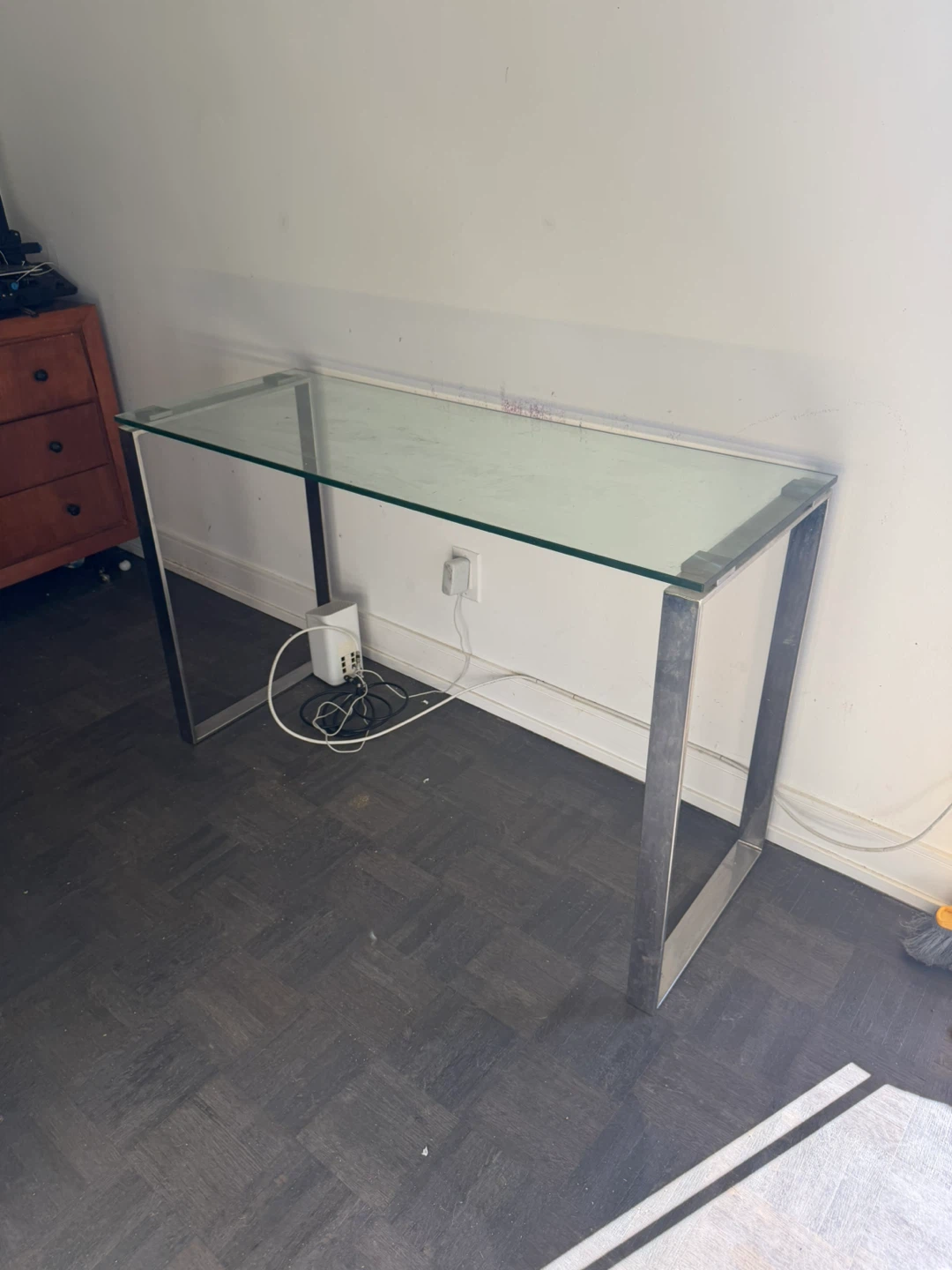 Glass Top Desk with Metal Frame