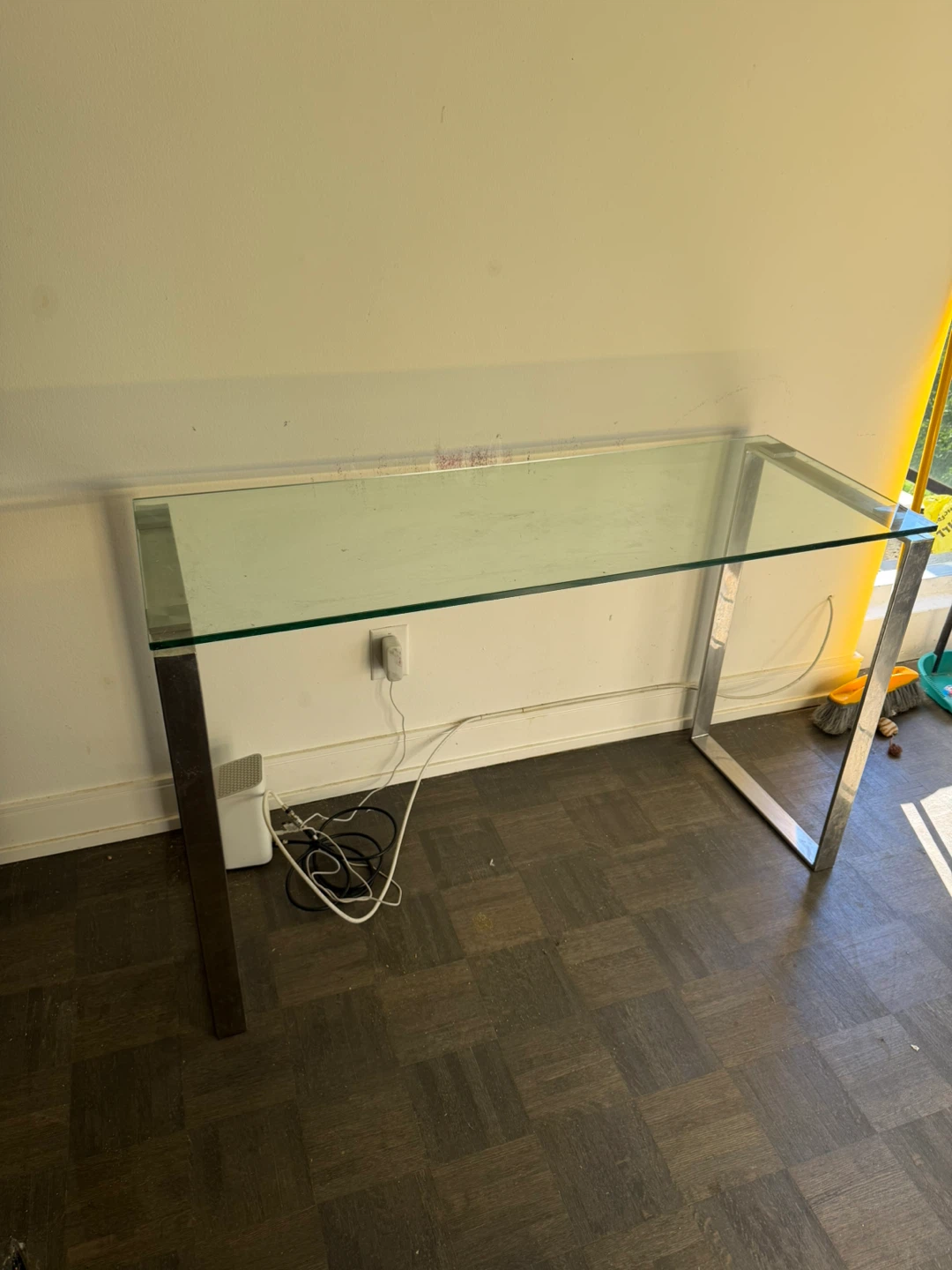 Glass Top Desk with Metal Frame - photo 2