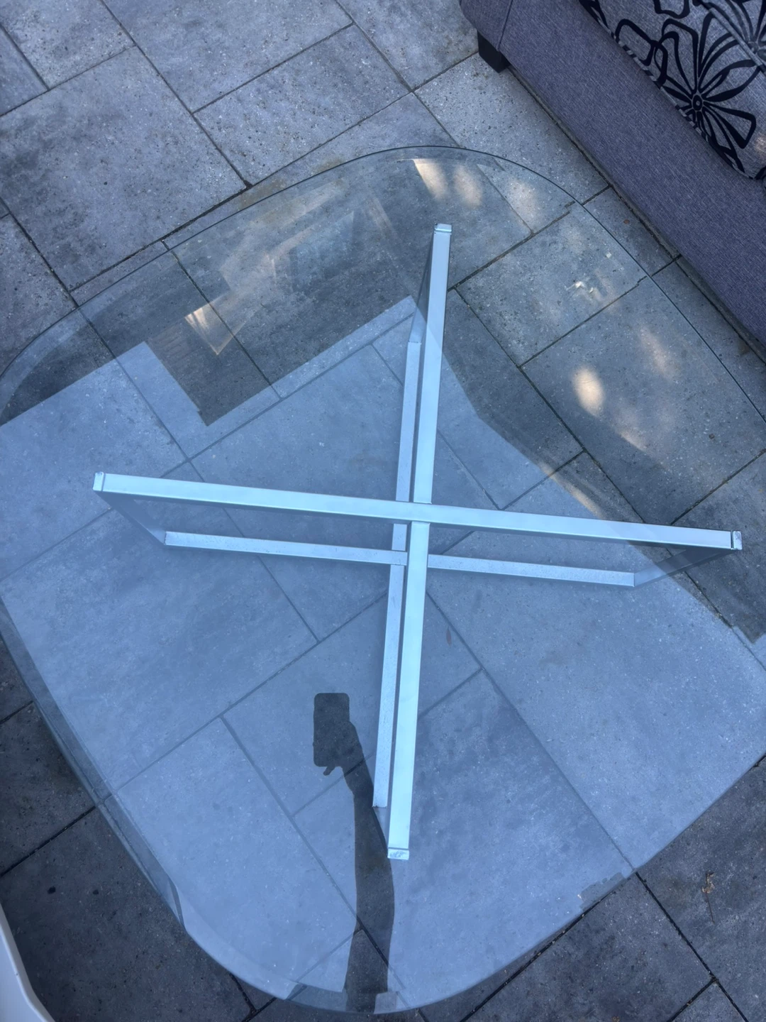 Glass Coffee Table with Metal Legs