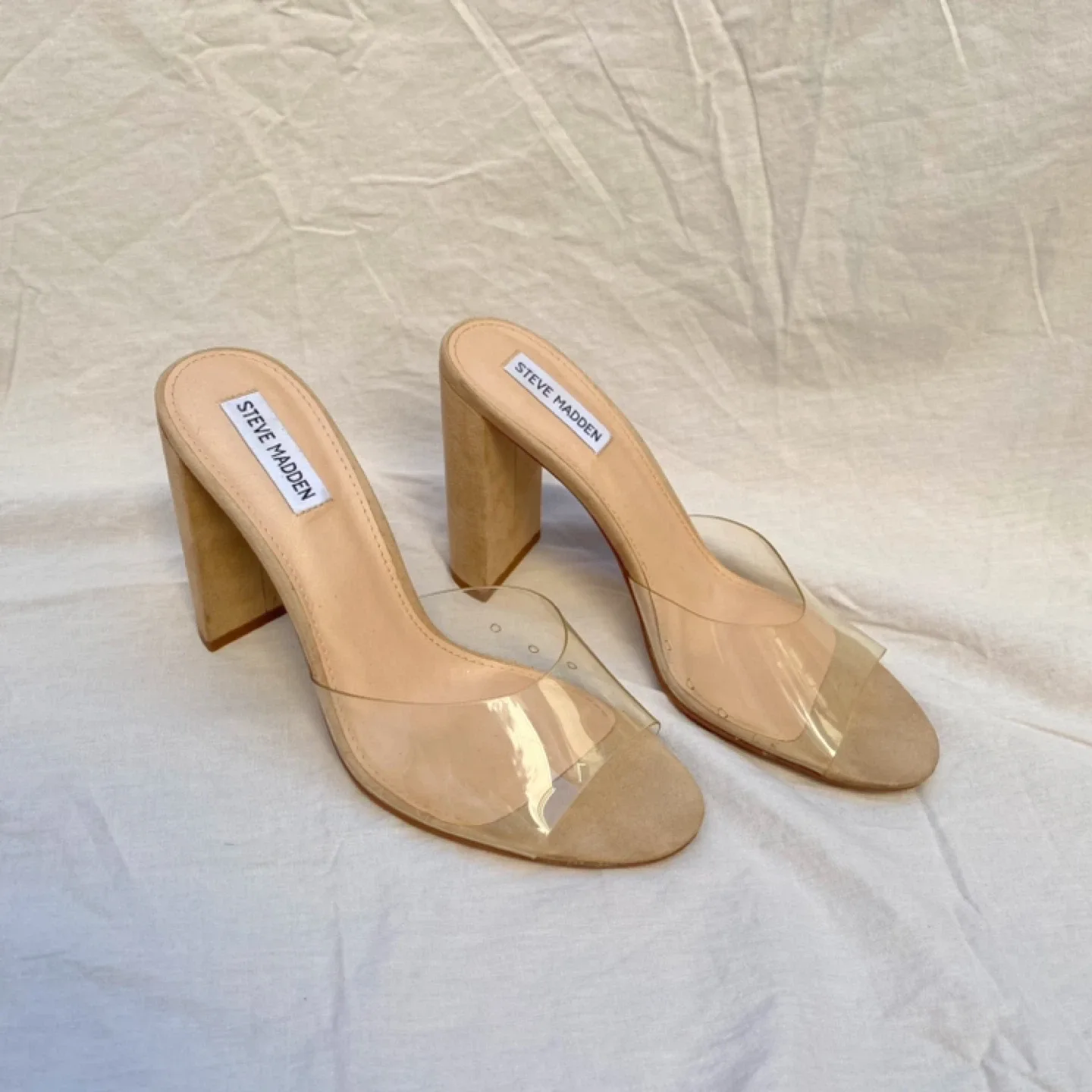 Steve Madden Clear Heeled Mules, Size 9 image indicator(3)