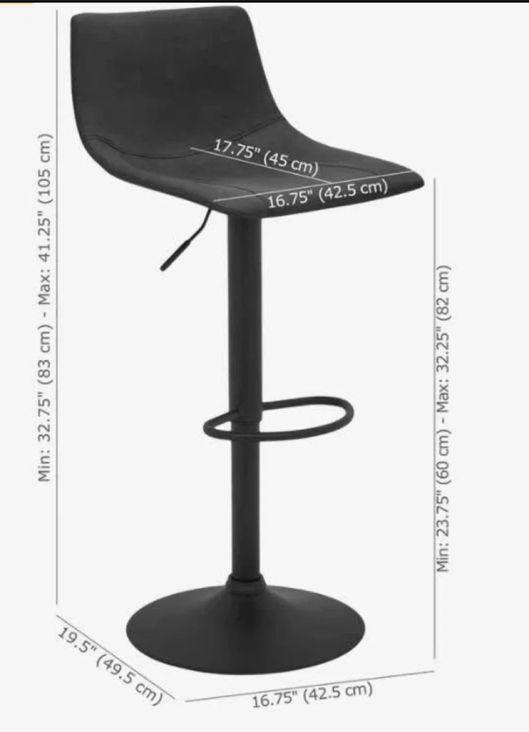 2 Black Adjustable Height Bar Stool from Bouclair image indicator(3)