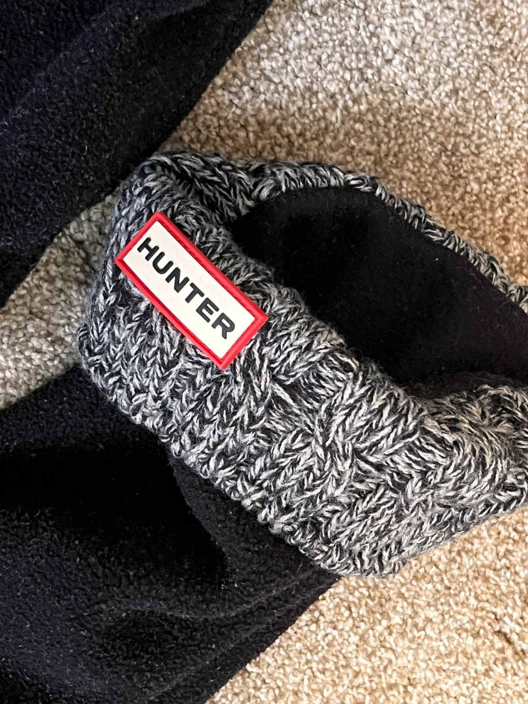 Hunter Black Knit Cuff Welly Socks - Size M