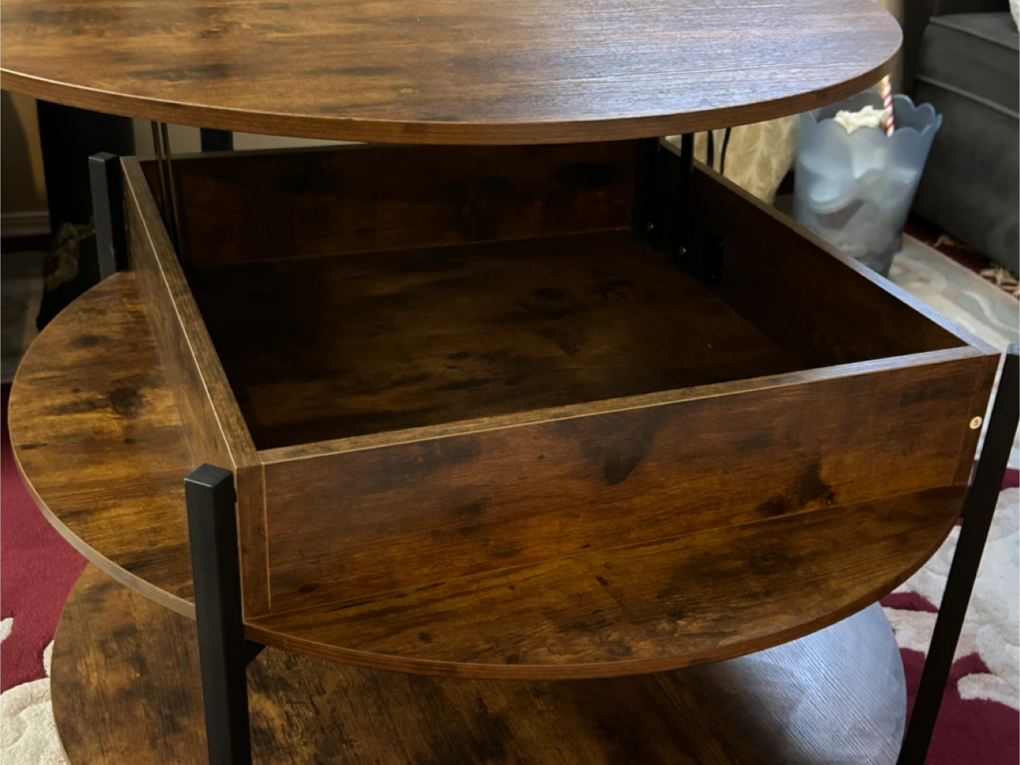 Round Coffee Table with Adjustable Height and Storage - photo 4