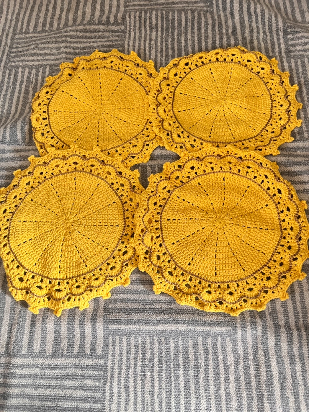 Handmade Yellow Crochet Doilies (Set of 4)