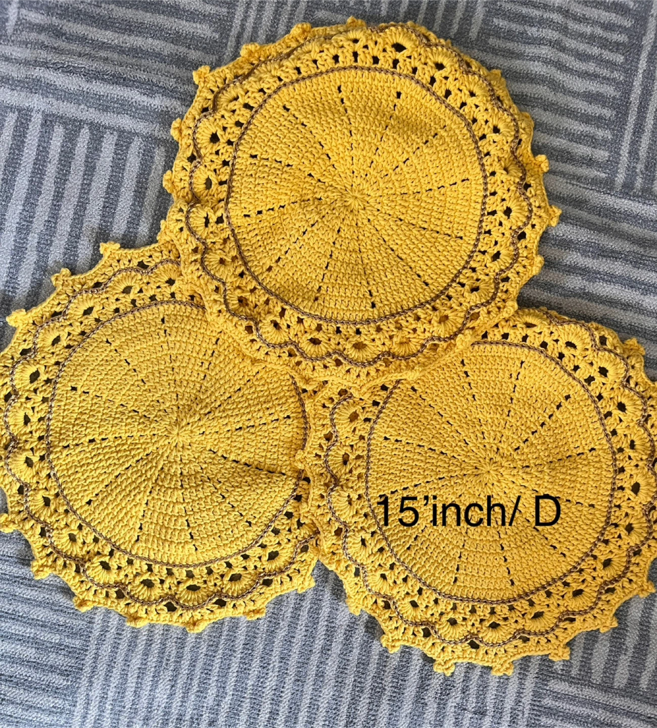 Handmade Yellow Crochet Doilies (Set of 4) - photo 3