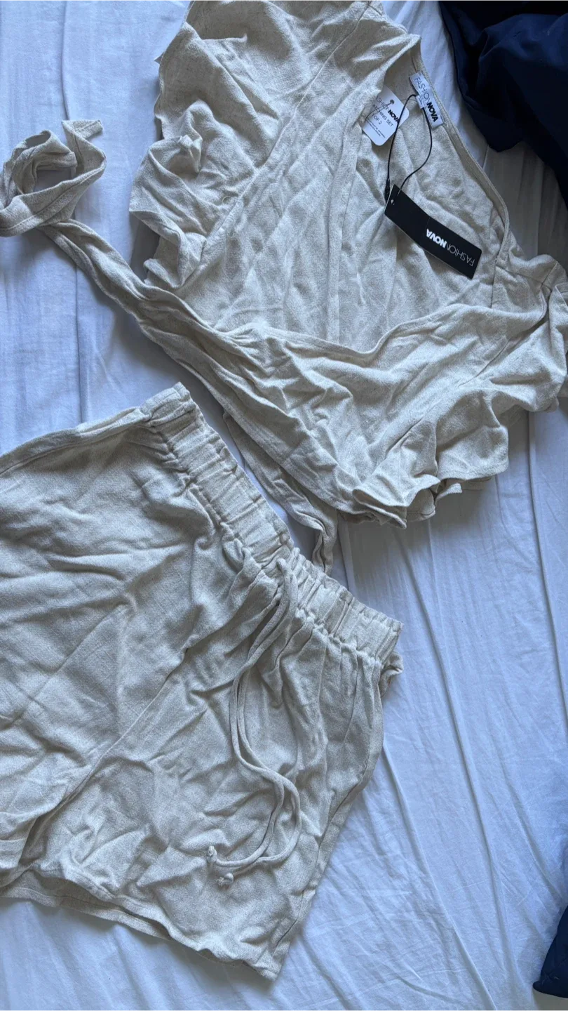 Always With You Linen Short Set (Oatmeal) | NEW with Tags image indicator(2)