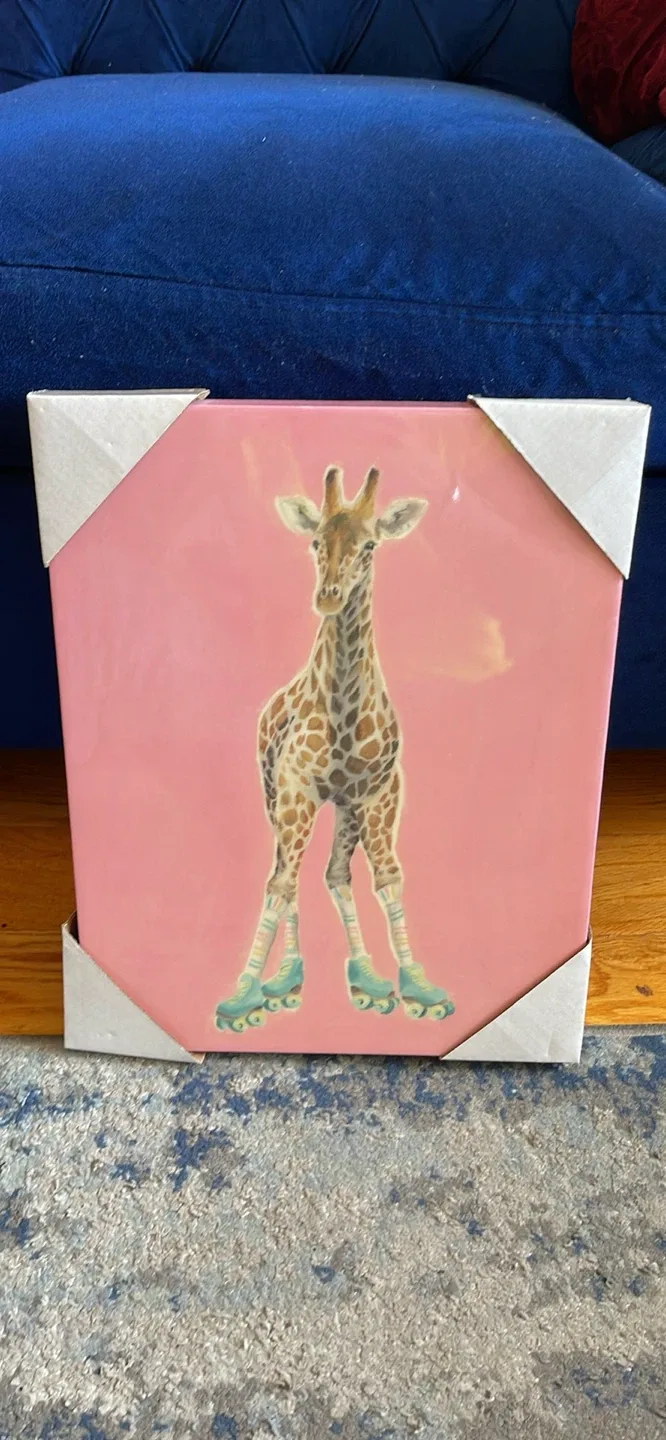 Giraffe on Roller Skates Wall Art - New in Box! thumbnail