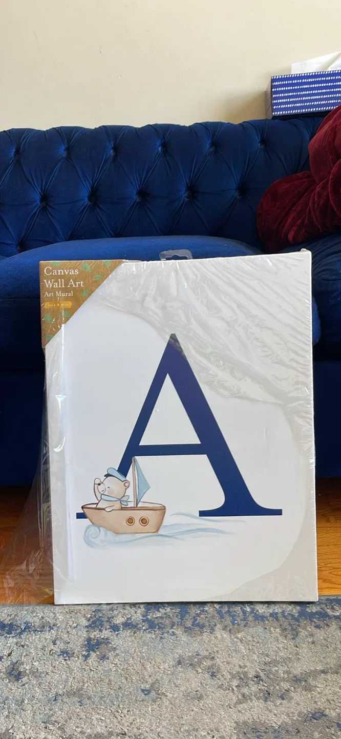 Canvas Wall Art - Letter A with Bear thumbnail