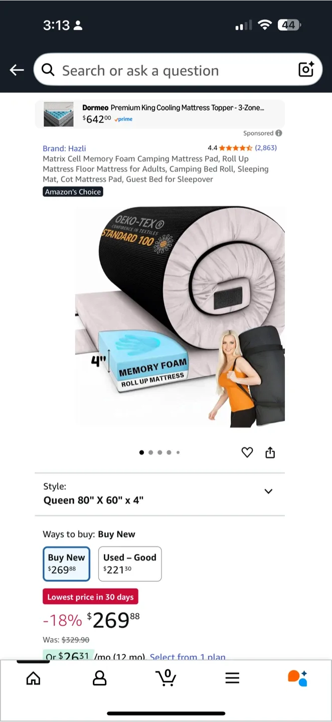 Matrix Cell Roll Up Memory Foam Mattress - Queen image indicator(8)