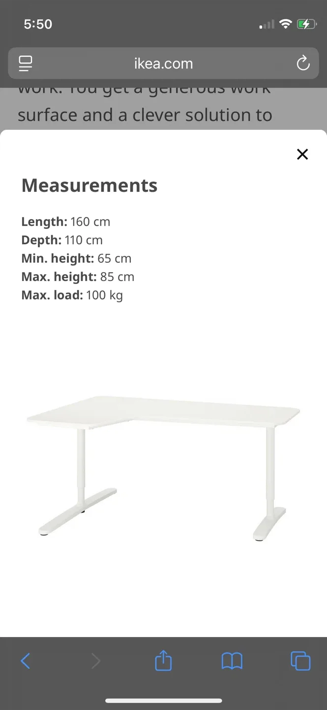 Ikea BEKANT White Corner Desk - 160x110 cm image indicator(3)