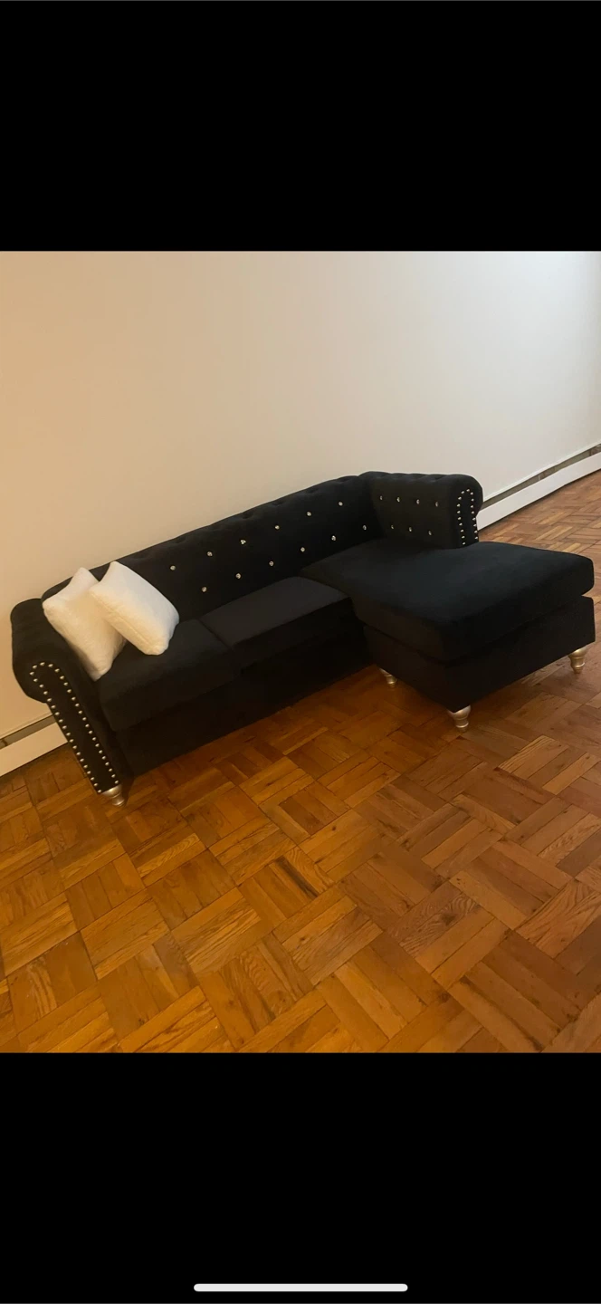 Black Velvet Sectional Sofa