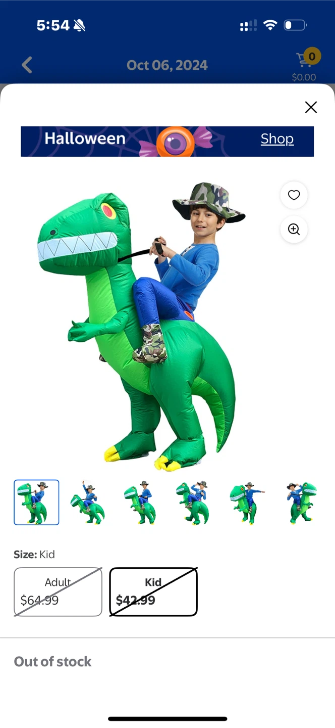 Dinosaur Rider Inflatable Costume - Kid Size S