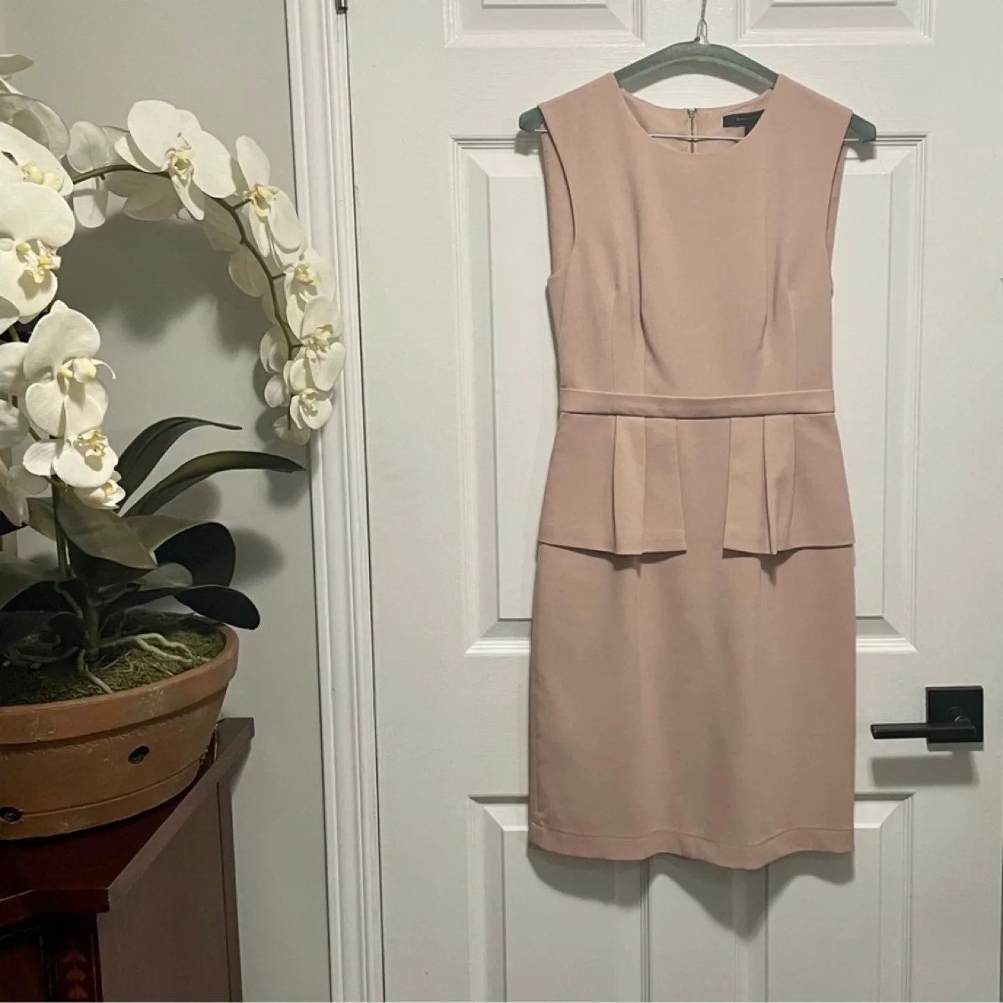 BCBGMAXAZRIA Pale Pink Peplum Dress image indicator(3)