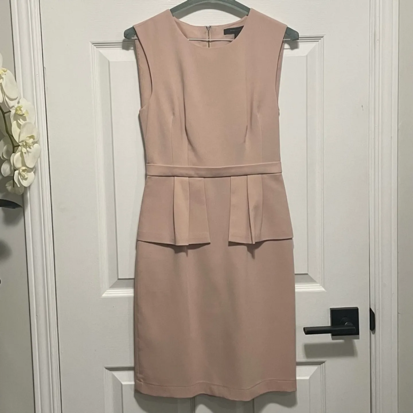 BCBGMAXAZRIA Pale Pink Peplum Dress image indicator(4)