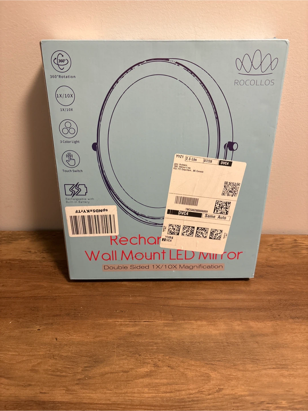 Rocollos Rechargeable Wall Mount LED Mirror - New in Box! - photo 5