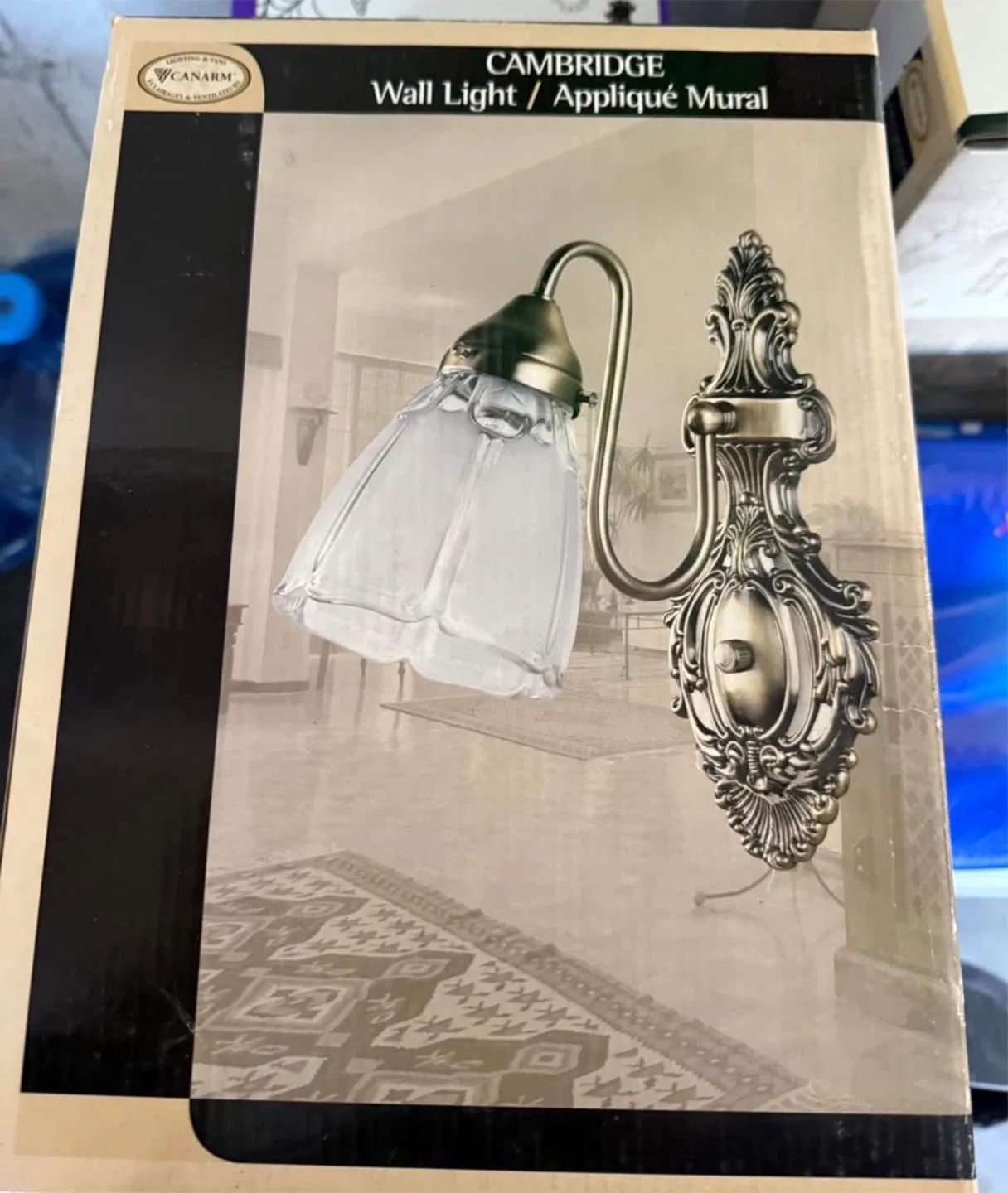 Canarm Cambridge Wall Light - Antique Brass Finish thumbnail