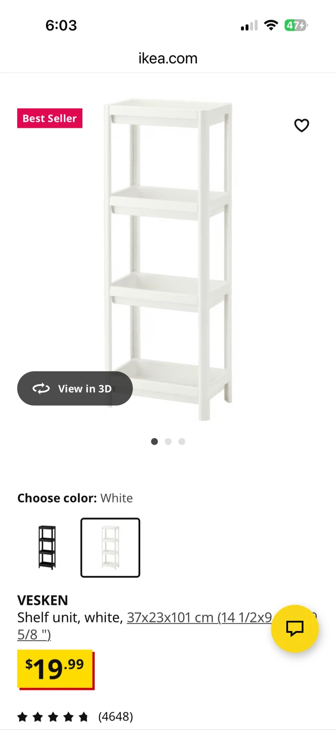 IKEA VESKEN White Shelf Unit with Muji box