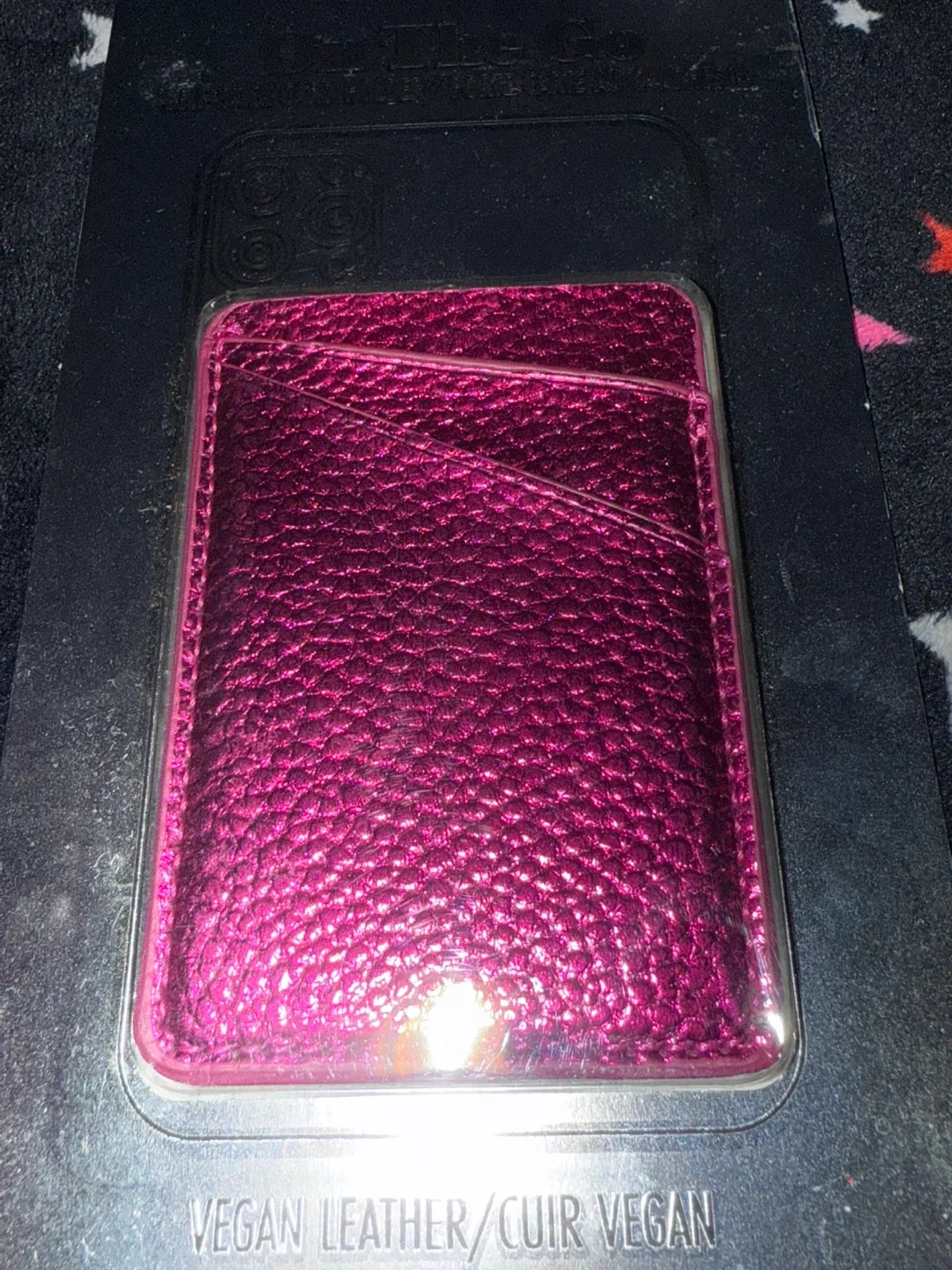 On The Go Self-Stick Card Holder - Pink Vegan Leather image indicator(2)