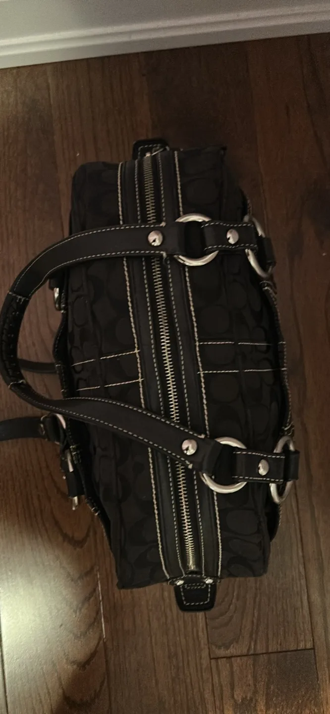 Coach Black Signature Canvas Satchel image indicator(3)