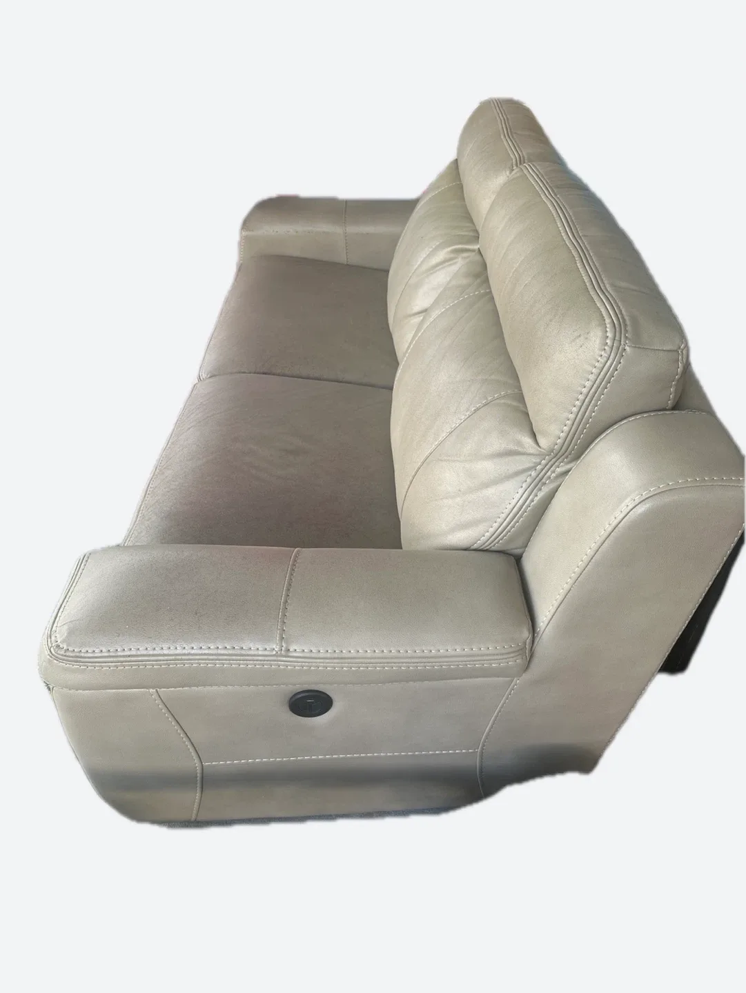 Beige Leather Reclining Sofa image indicator(2)