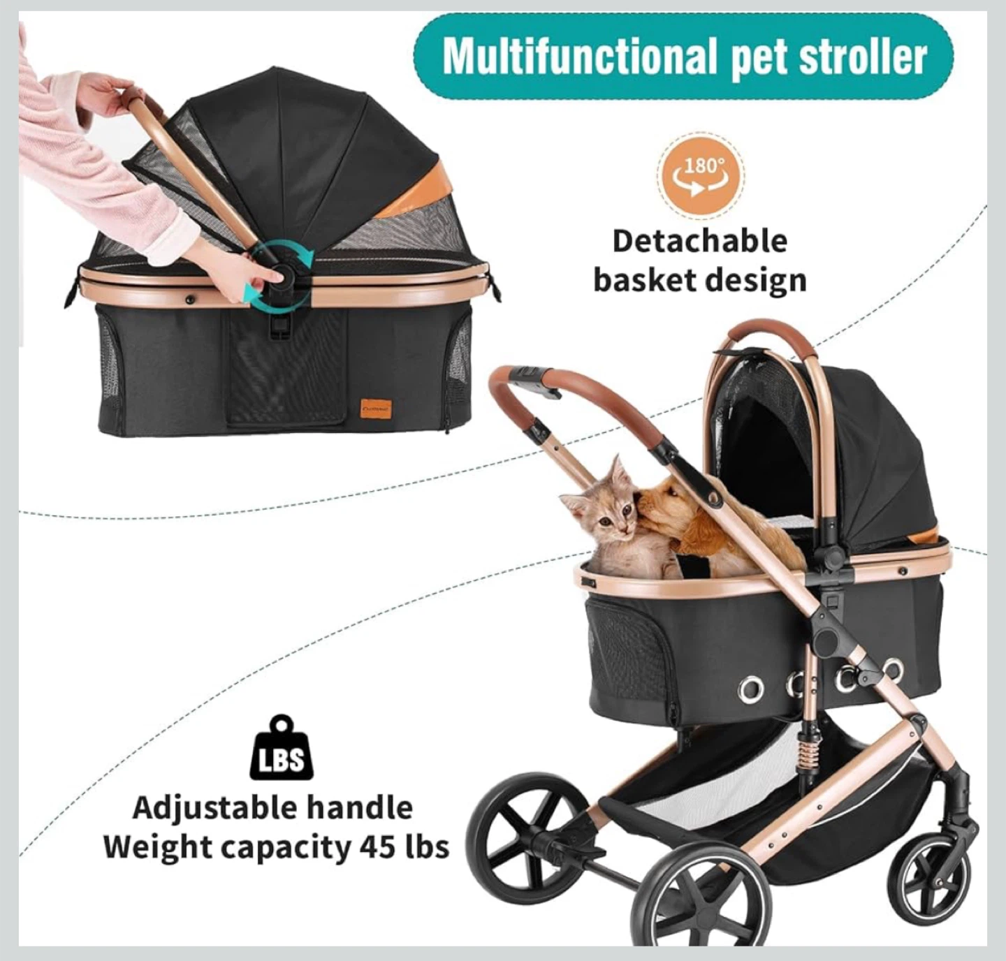 EchoSmile 4-in-1 Pet Stroller - Small/Medium Dogs - photo 3
