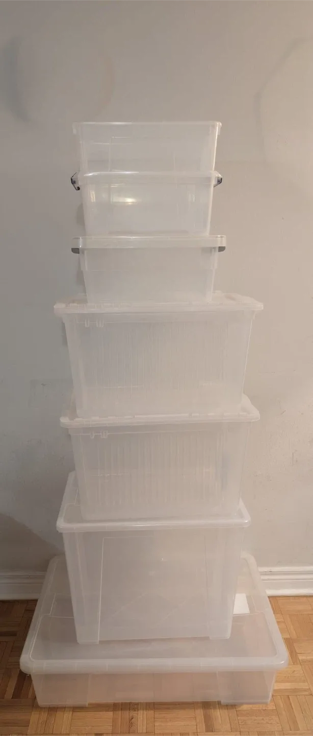 Stackable Clear Plastic Storage Bins - Set of 6 image indicator(2)