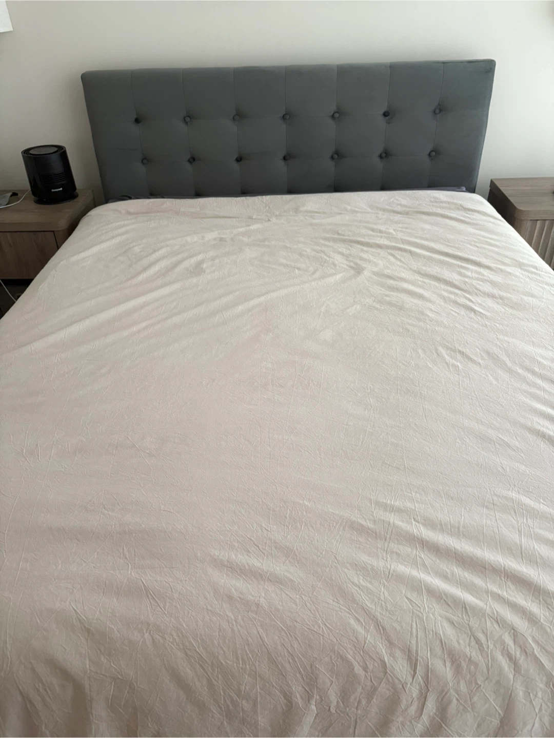 Gray Queen Upholstered Bed Frame with Storage
