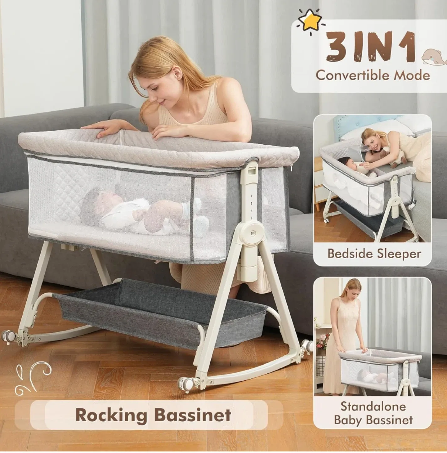 3-in-1 Baby Bassinet image indicator(3)
