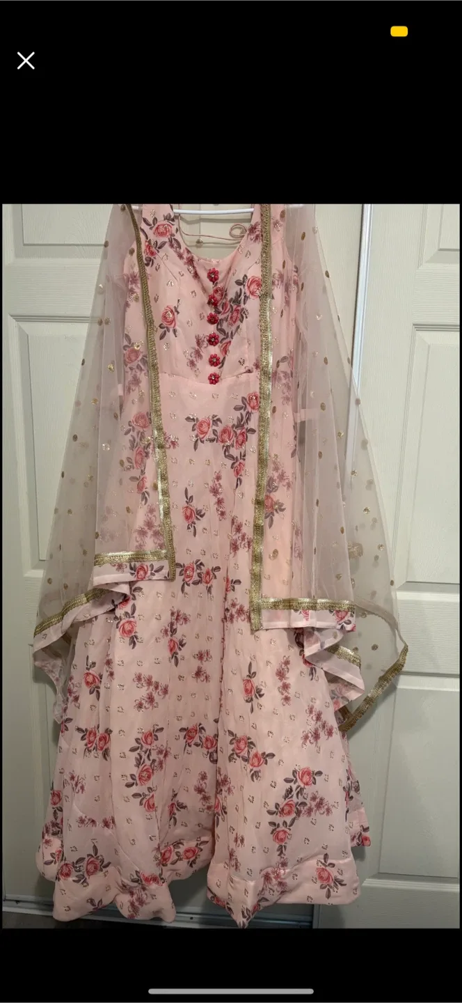 Floral Anarkali Dress with Dupatta ; Worn Once! image indicator(5)