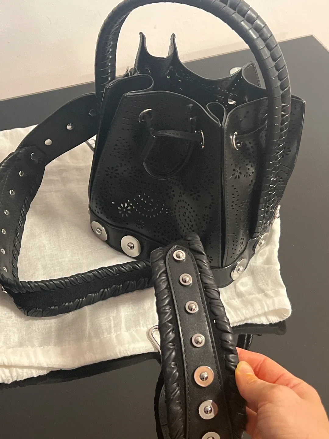 Alaïa Black Leather Bucket Bag