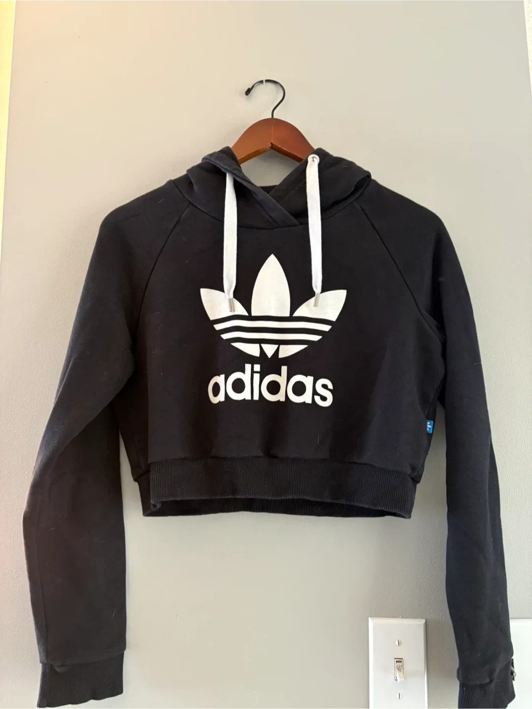 Adidas Black Cropped Hoodie - Size Small thumbnail