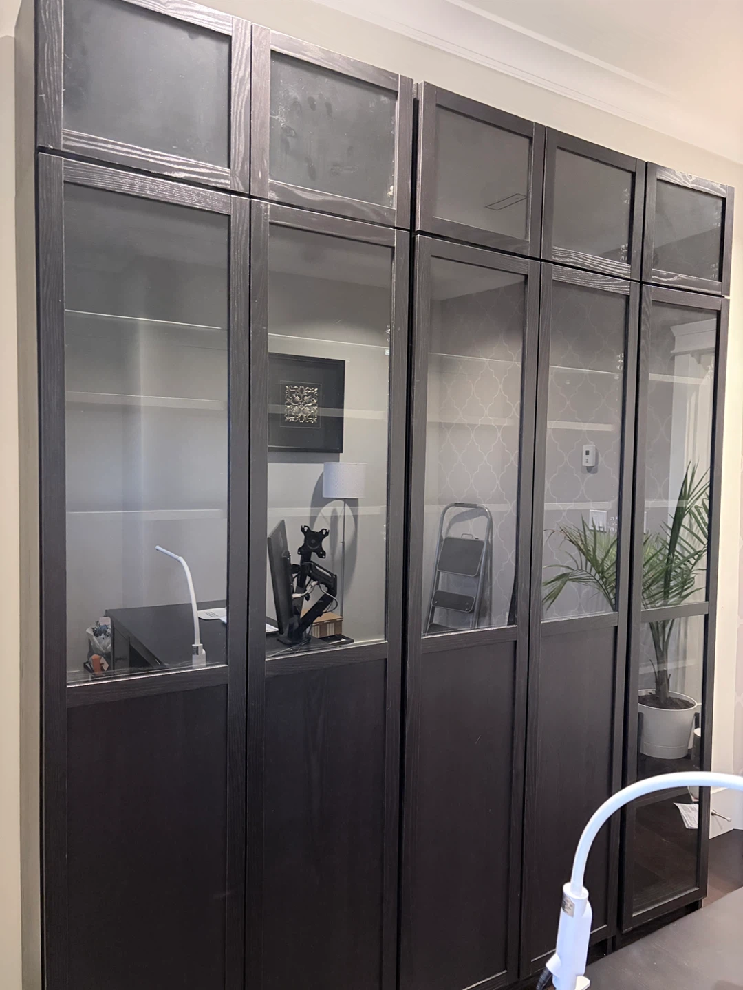 IKEA Billy/Oxberg Black-Brown Bookcase with Glass Doors - photo 2