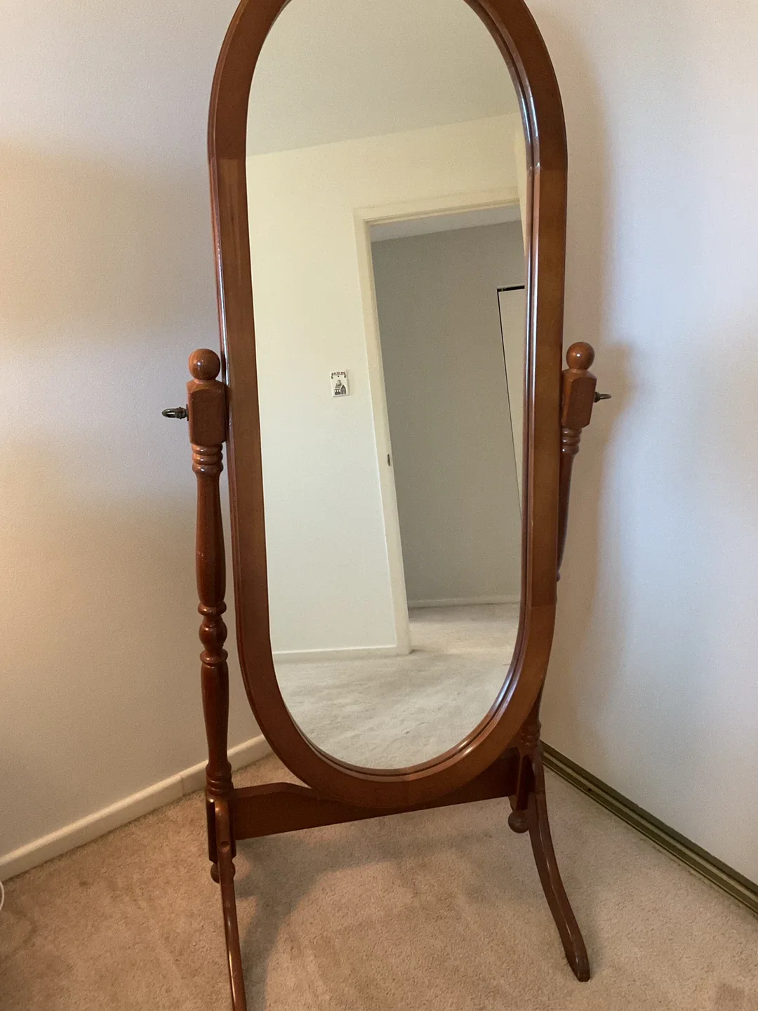 Oval Cheval Mirror - Wood Frame