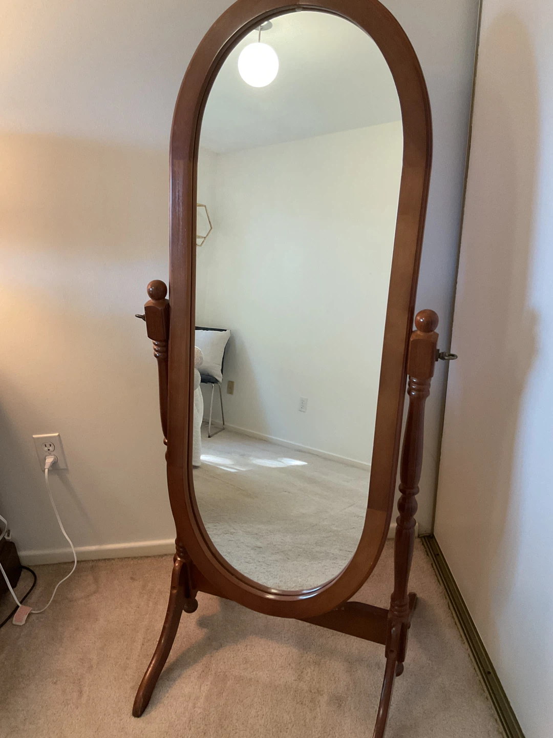 Oval Cheval Mirror - Wood Frame - photo 2