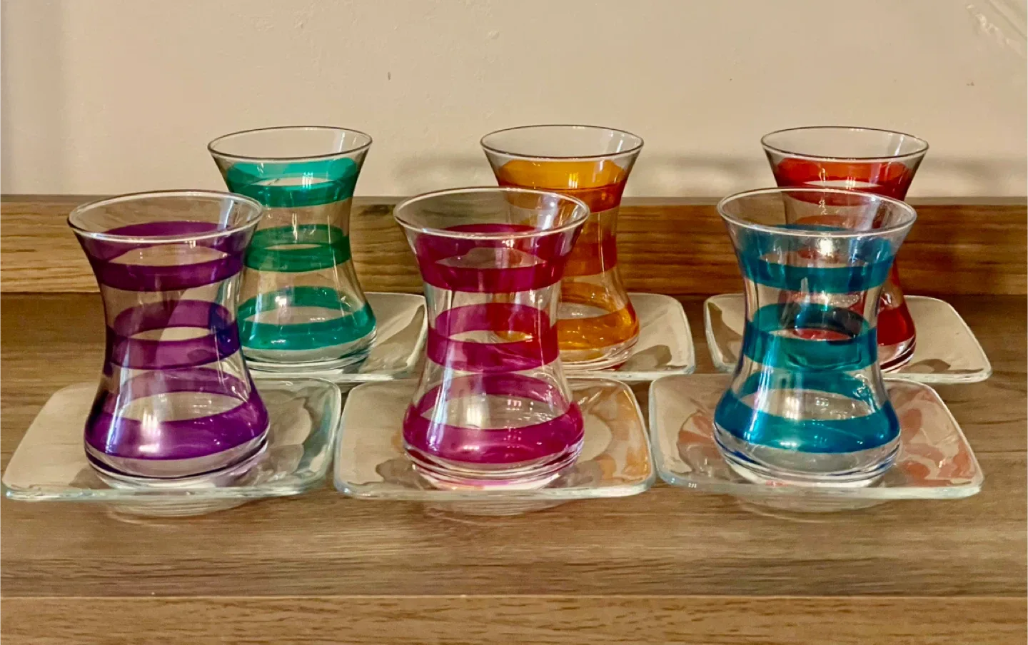 Set of 6 Turkish Tea Glasses with Saucers thumbnail