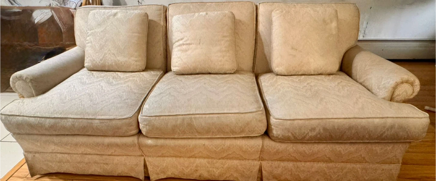 Beige Patterned Sofa and Loveseat Set