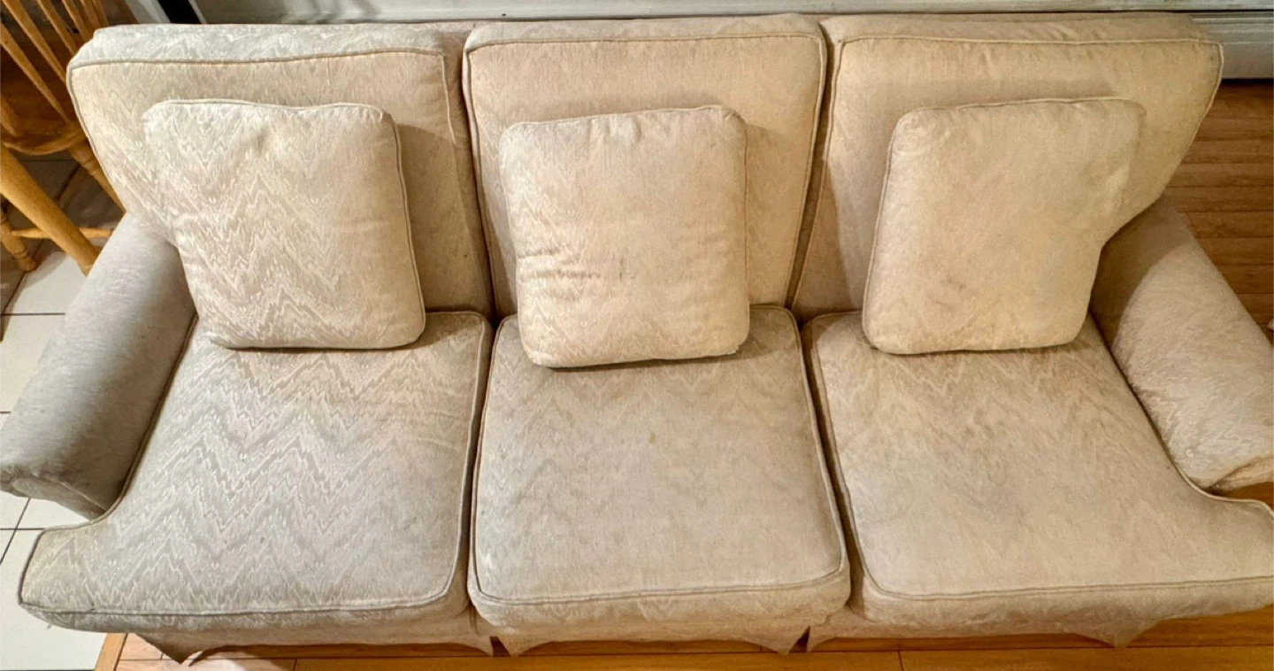Beige Patterned Sofa and Loveseat Set - photo 5