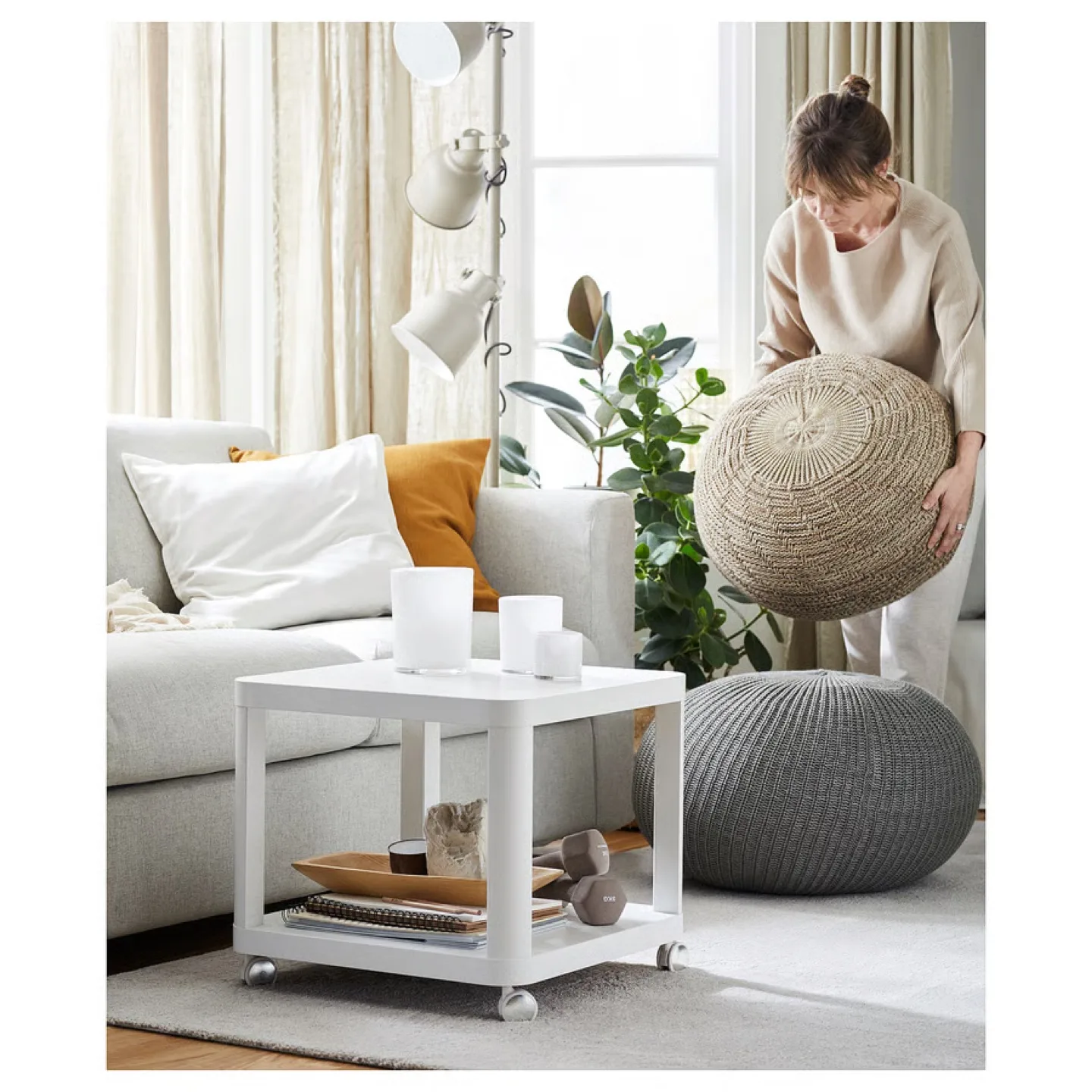 IKEA TINGBY White Side Table on Casters image indicator(2)