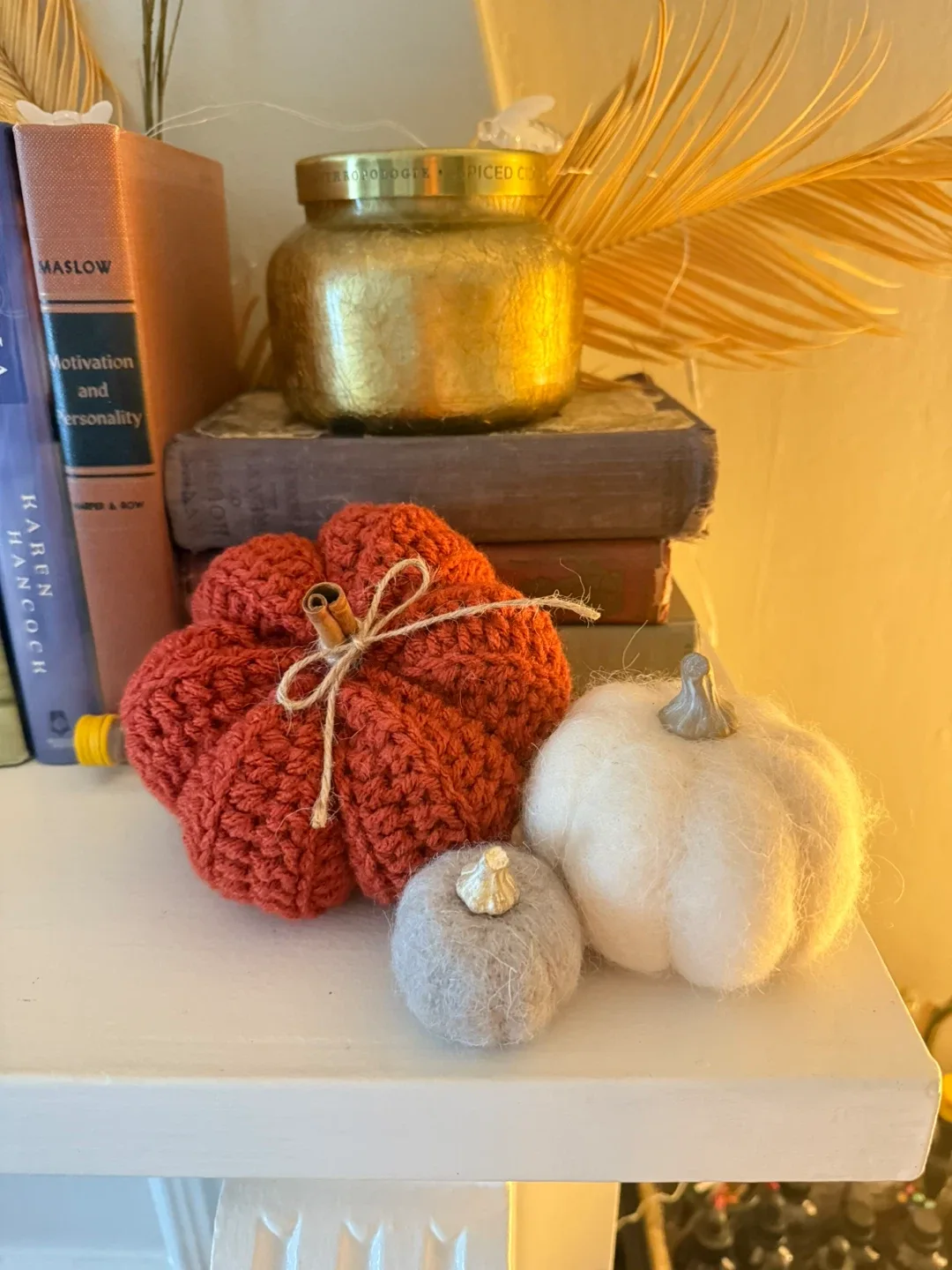 Pair of felted pumpkins - neutral decor image indicator(2)