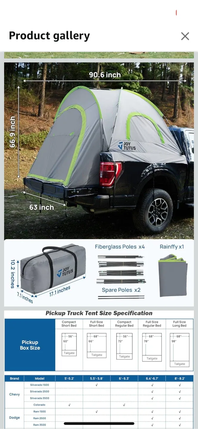 JOY TUTUS Truck Bed Tent - Spacious 2-Person Tent thumbnail