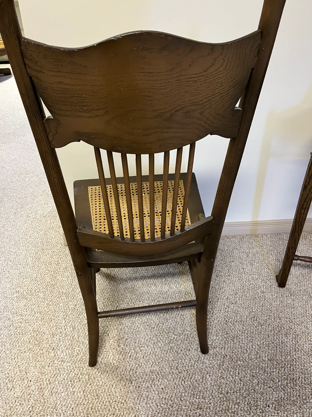 Antique Dark Wood Chair with Woven Seat - photo 2