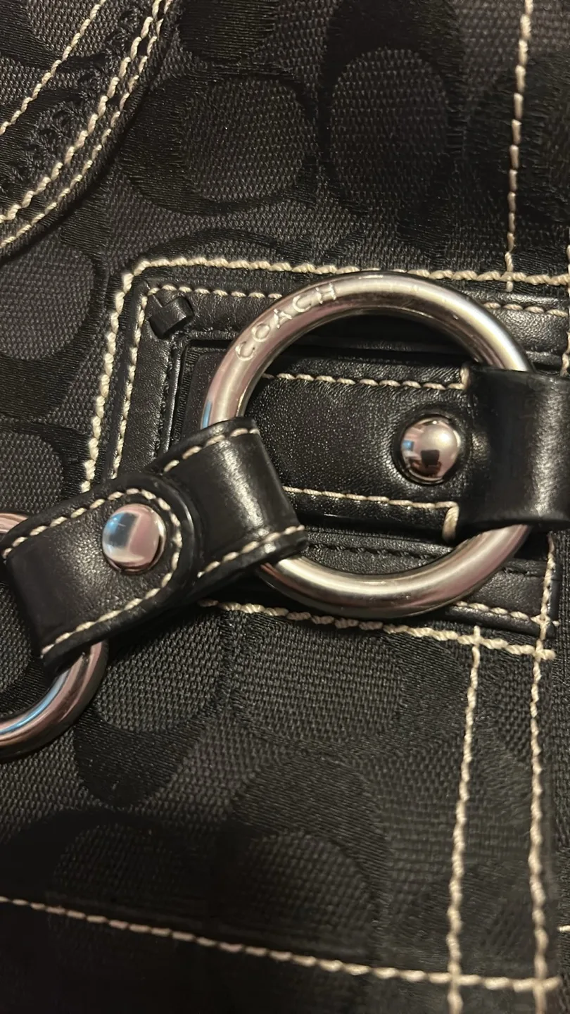 Coach Black Signature Canvas Satchel image indicator(4)
