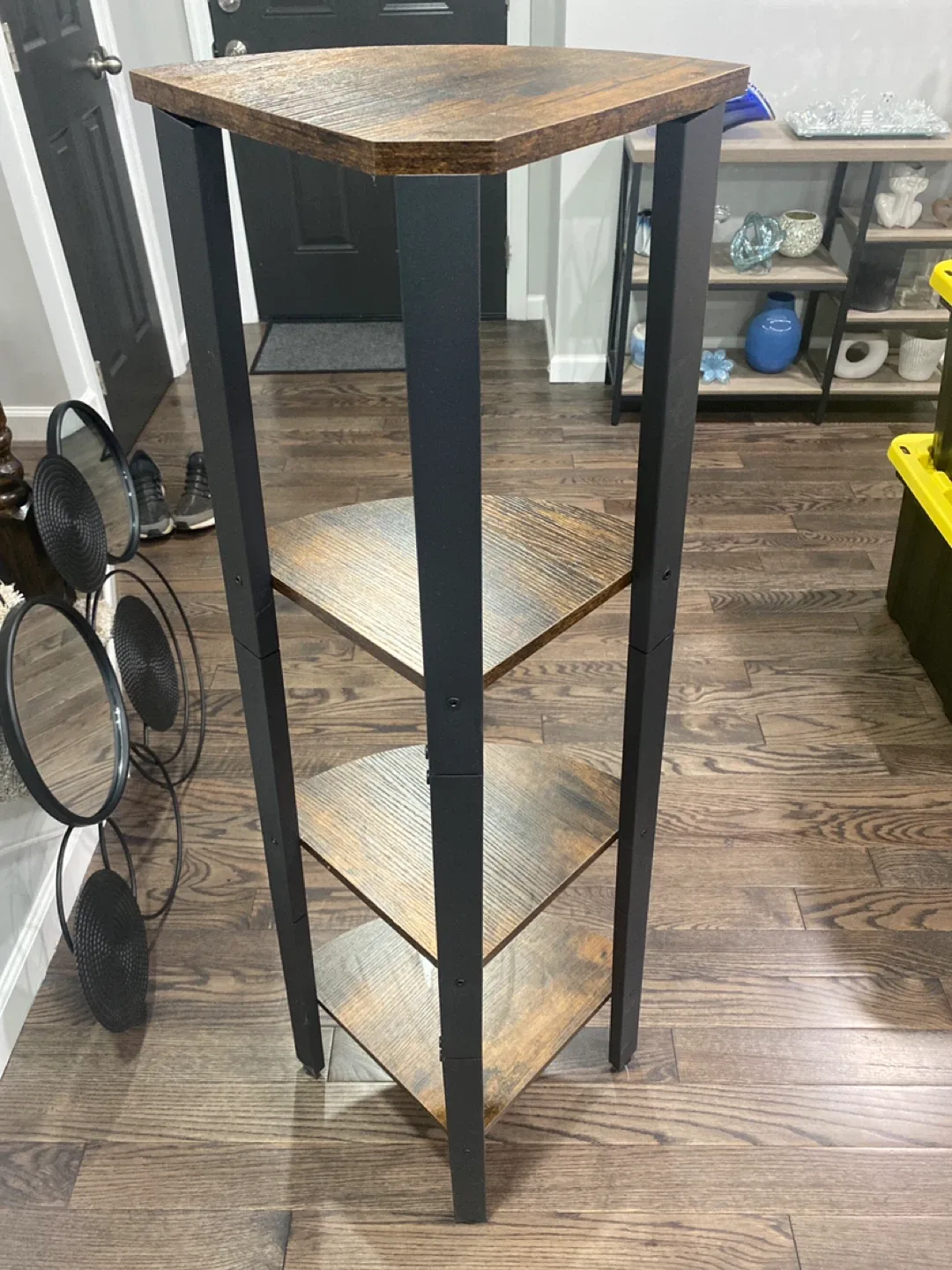 Corner Shelf Plant Stand Rustic Brown image indicator(3)