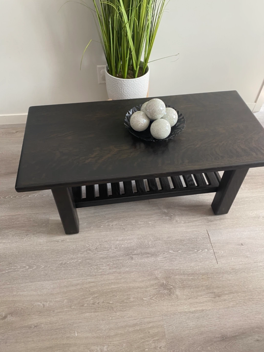 Dark Wood Coffee Table with Shelf - photo 4