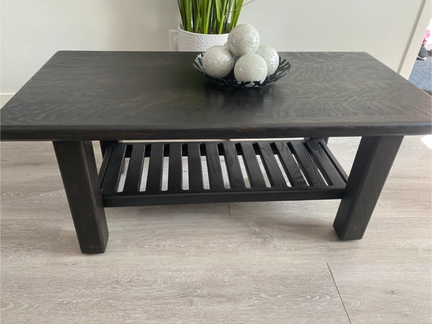 Dark Wood Coffee Table with Shelf
