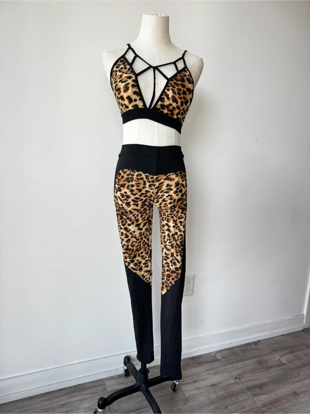 Leopard Print & Black Two-Piece Set - Size S/M thumbnail