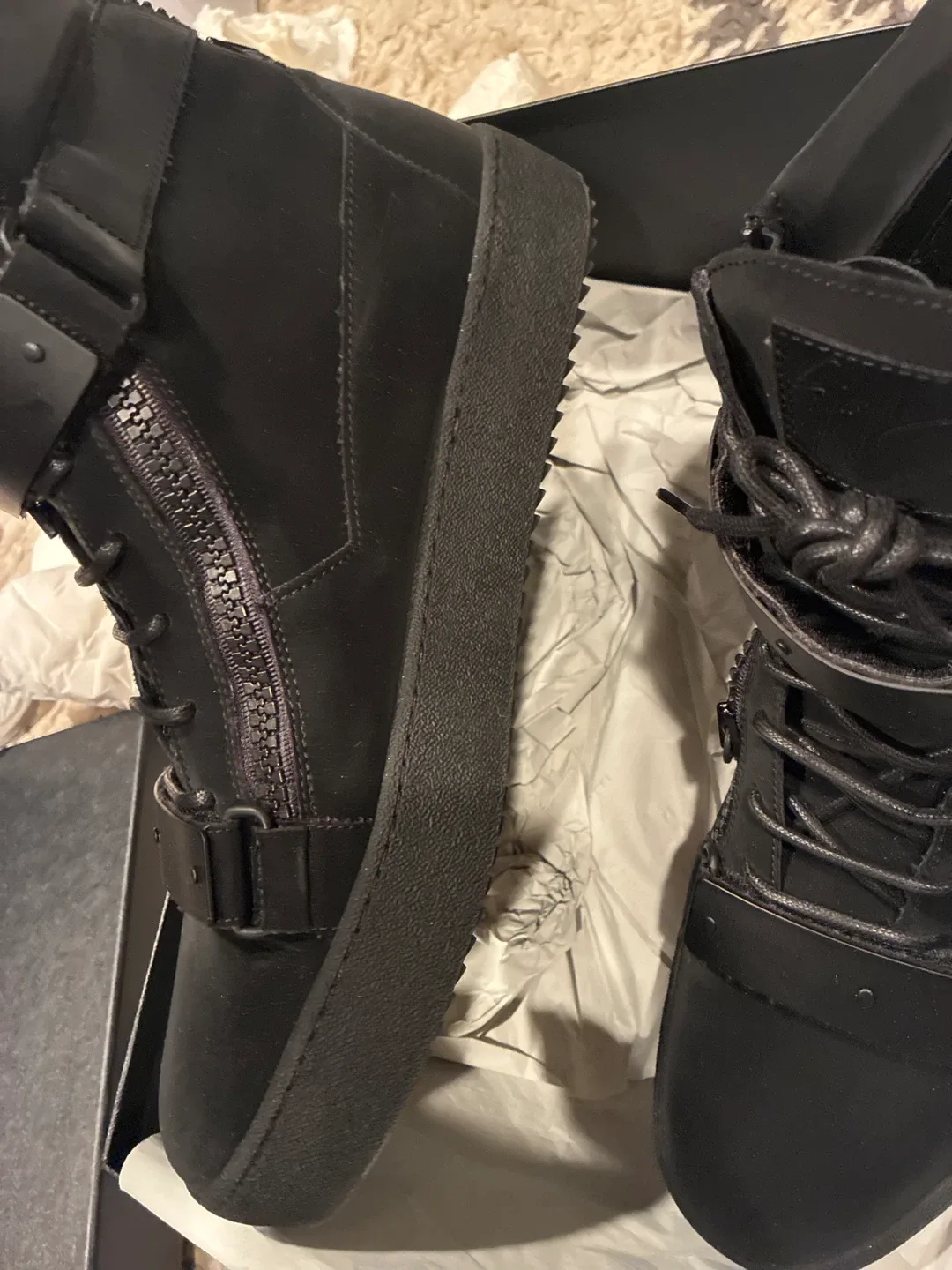 Size 12Giuseppe Zanotti Black High-Top Sneakers image indicator(5)