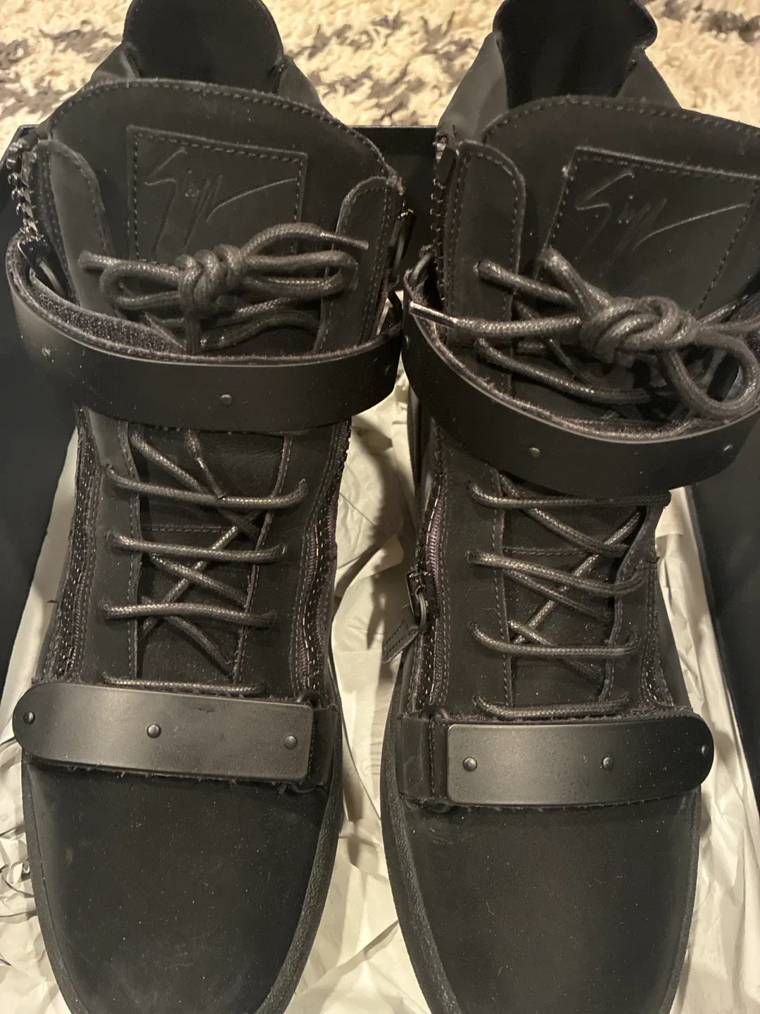 Size 12Giuseppe Zanotti Black High-Top Sneakers image indicator(2)