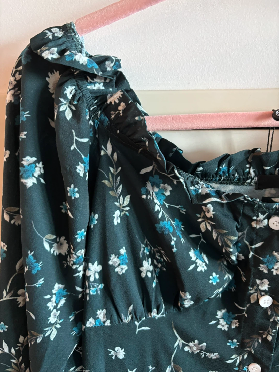 Floral Button Up Emerald Green Dress Size 4 - photo 2