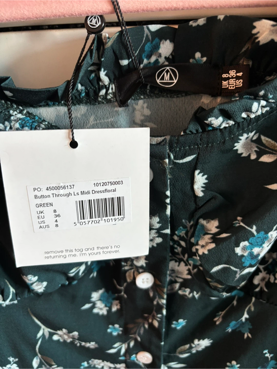 Floral Button Up Emerald Green Dress Size 4 - photo 3